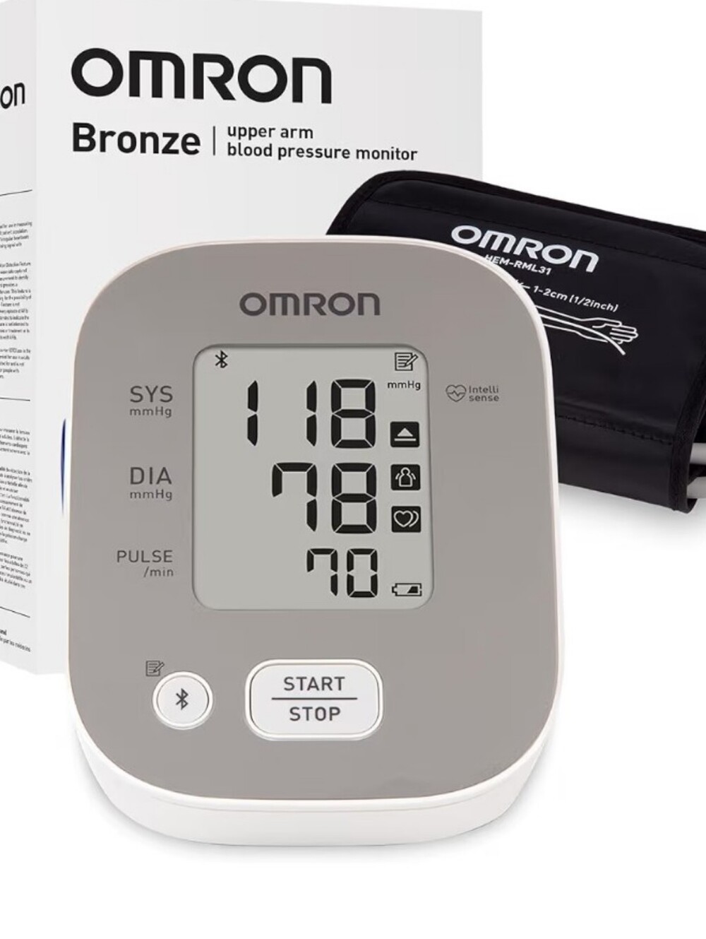 OMRON Bronze Upper Arm Blood Pressure Monitor - Gray, White & Black Cuff